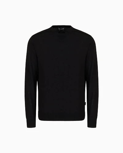Emporio Armani - ASV Lyocell and wool-blend jumper, Man, Black, Size: