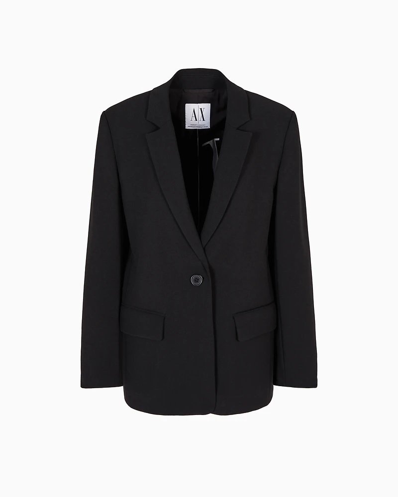 Armani Exchange -  Single-breasted oversized jacket with one button, Woman, Black, Size: