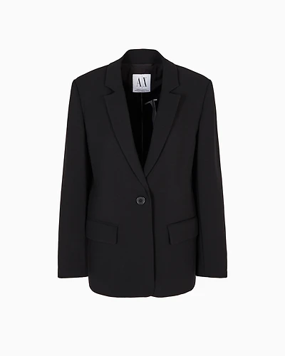 Armani Exchange -  Single-breasted oversized jacket with one button, Woman, Black, Size: