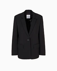 Armani Exchange -  Single-breasted oversized jacket with one button, Woman, Black, Size: