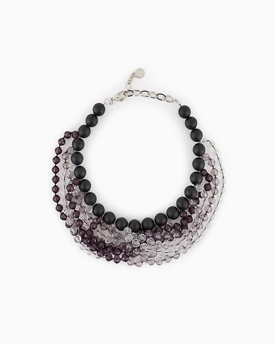 Emporio Armani - Multistrand choker necklace with spheres, Woman, Black, Size: TU