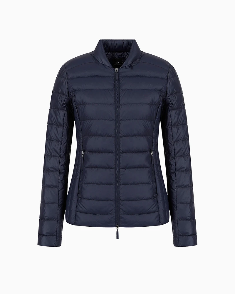 Armani Exchange - Shiny fabric down jacket, Woman, Navy_blue, Size: