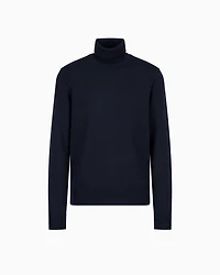 Emporio Armani - Virgin-wool, regular-fit mock-neck jumper, Man, Navy Blue, Size: