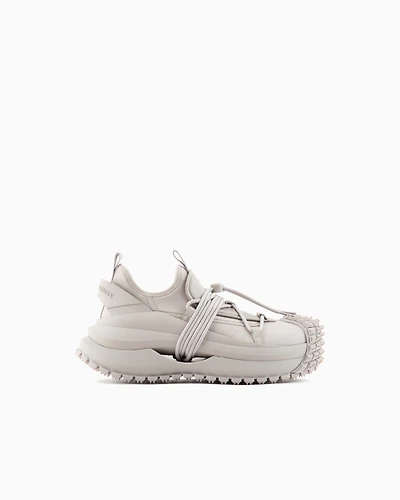 Emporio Armani - Nylon sneakers with scuba details and drawstring, Man, Brown, Size: