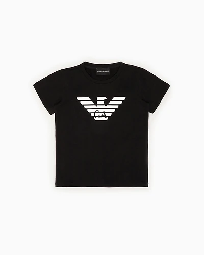 Emporio Armani - Pima-jersey T-shirt with logo, Boy, Black, Size:
