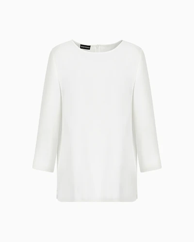 Emporio Armani - Envers-satin blouse with 3/4 sleeves, Woman, White, Size: