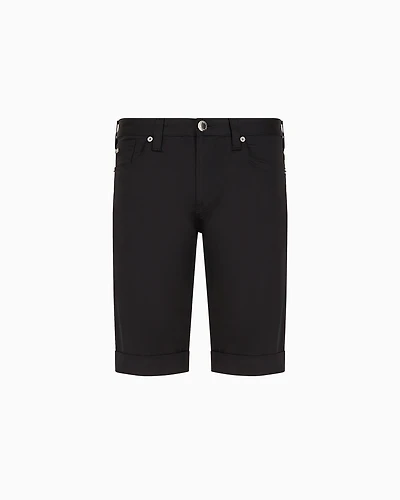 Emporio Armani - Lustrous comfort cotton board shorts with turned-up cuffs, Man, Black, Size: