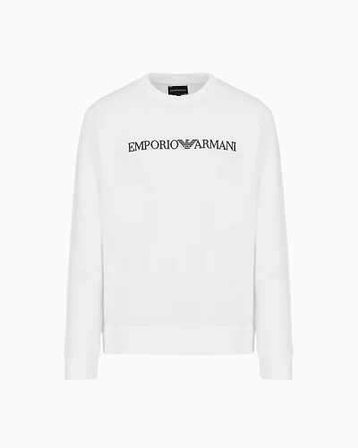 Emporio Armani - Modal-blend sweatshirt with logo print, Man, White, Size: