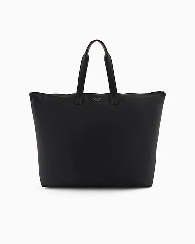 Emporio Armani - ASV large recycled-nylon shopper bag, Man, Black, Size: TU