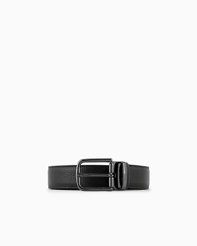 Emporio Armani - Reversible belt in pebbled leather, Man, Black, Size: TU