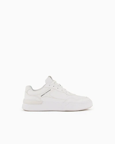 Armani Exchange - Eco-leather sneakers with decorative stitching, Man, White, Size: