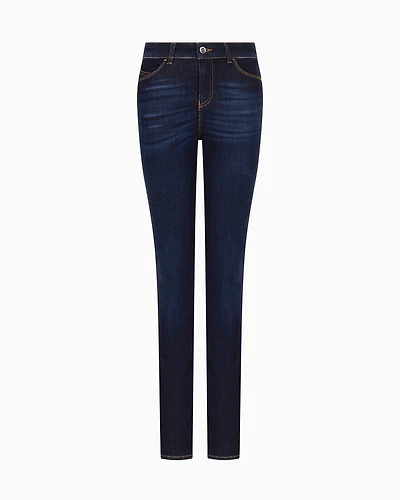 Emporio Armani - J18 High-waisted skinny leg jeans a Lyocell blend rinsed denim, Woman, Blue, Size: