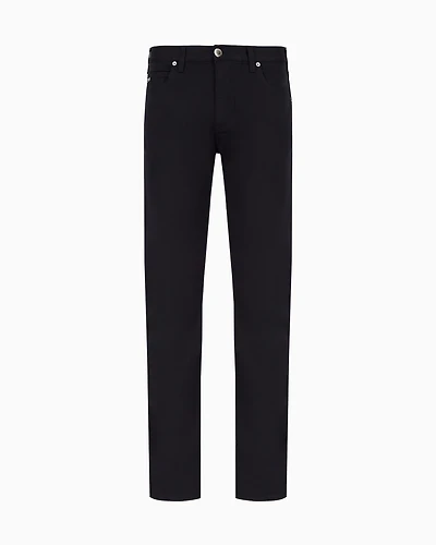 Emporio Armani - J45 Regular-fit, stretch-gabardine jeans, Man, Navy_blue, Size: