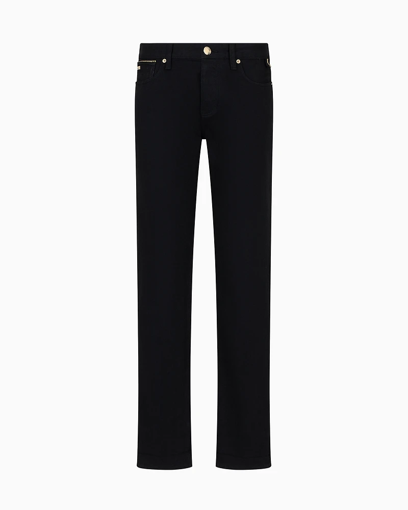 Emporio Armani - J75 Slim-fit stretch denim jeans with gold details, Man, Black, Size:
