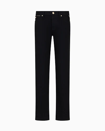 Emporio Armani - J75 Slim-fit stretch denim jeans with gold details, Man, Black, Size: