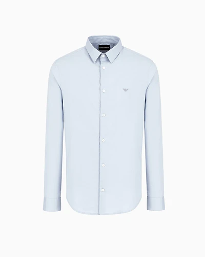 Emporio Armani - Stretch nylon-blend shirt, Man, Light Blue, Size: