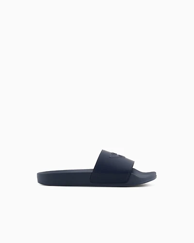 Emporio Armani - Slides with oversized, embossed logo, Boy, Blue, Size: