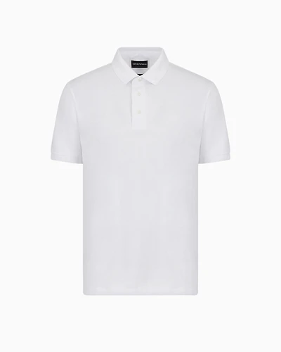 Emporio Armani - ASV Lyocell-blend jersey polo shirt, Man, White, Size: