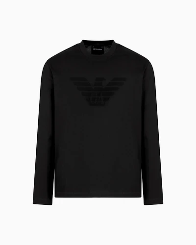 Emporio Armani - Jersey jumper with jacquard logo, Man, Black, Size: