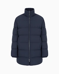 Emporio Armani - Oversized, quilted nylon, full-zip puffer jacket, Man, Navy Blue, Size: