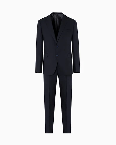 Emporio Armani - Regular-fit, single-breasted suit natural stretch, tropical light wool, Man, Navy_blue, Size: