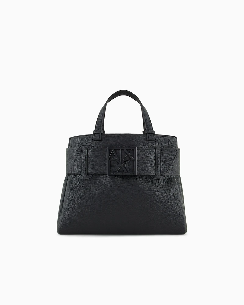 Armani Exchange - Handbag with ASV logo detail, Woman, Black, Size: TU
