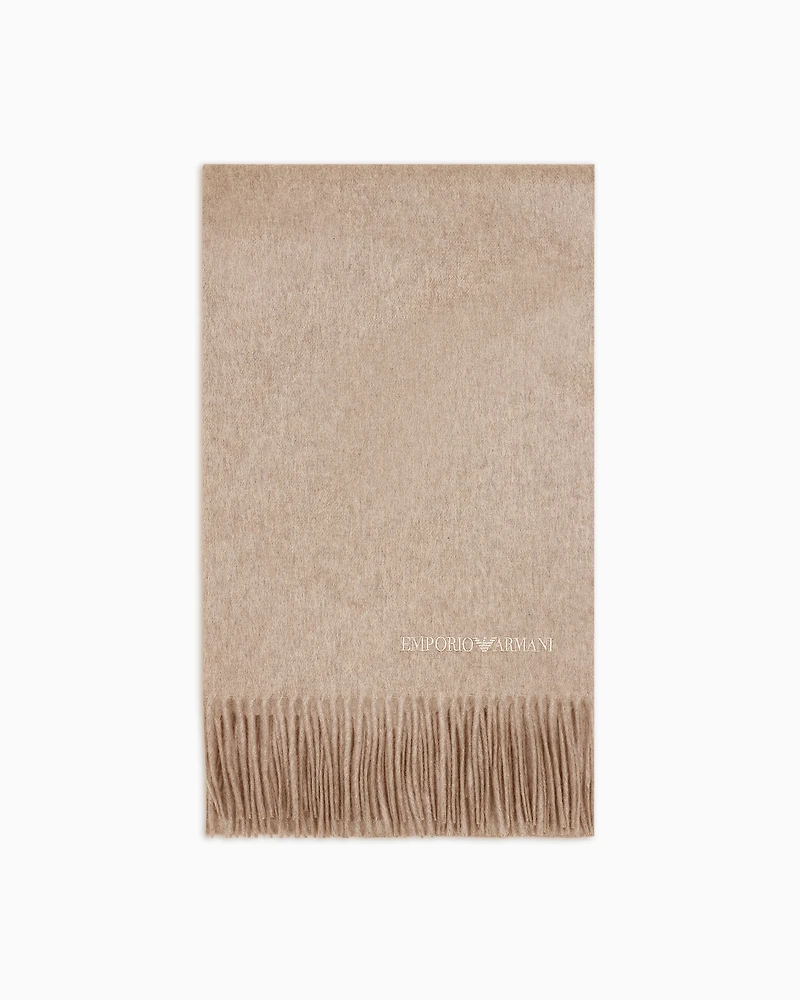 Emporio Armani - Casentino cashmere scarf, Woman, Beige, Size: TU