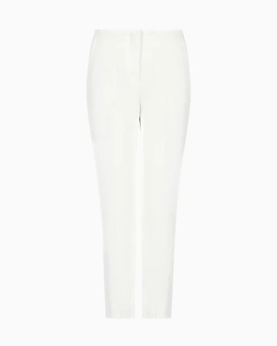 Emporio Armani - Stretch gabardine 7/8 trousers, Woman, White, Size: