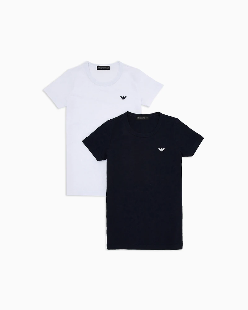 Emporio Armani - Two-pack of jersey T-shirts with micro eagle embroidery, Boy, Two-tone, Size: