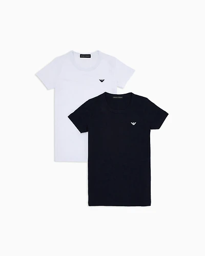 Emporio Armani - Two-pack of jersey T-shirts with micro eagle embroidery, Boy, Two-tone, Size: