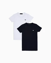 Emporio Armani - Two-pack of jersey T-shirts with micro eagle embroidery, Boy, Two-tone, Size:
