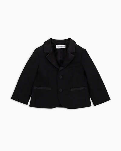 Emporio Armani - Single-breasted wool jacket with satin lapels, Boy, Black, Size: