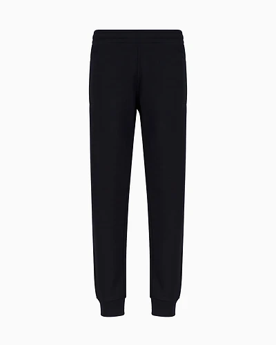 Emporio Armani - Modal-blend jersey-fleece joggers, Man, Navy Blue, Size: