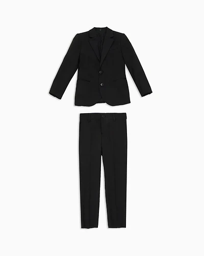 Emporio Armani - Single-breasted suit light virgin wool, Boy, Black, Size: