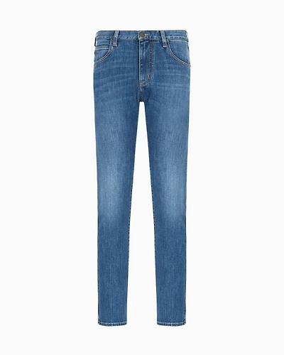 Emporio Armani - J45 Regular-fit, washed twill 11.5 oz comfort-denim jeans, Man, Blue, Size: