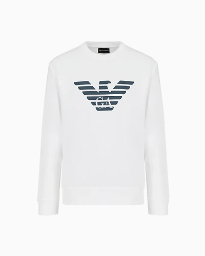 Emporio Armani - Modal-blend sweatshirt with logo print, Man, White, Size: