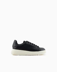 Emporio Armani - Tumbled leather sneakers, Woman, Black, Size: