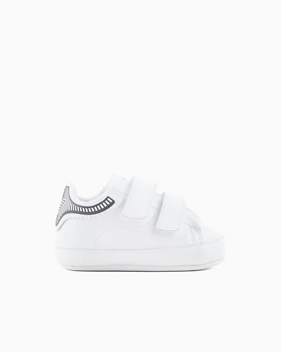 Emporio Armani - Nappa-leather sneakers with strap, Boy, White, Size: