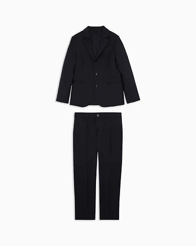 Emporio Armani - Single-breasted suit light virgin wool, Boy, Navy Blue, Size: