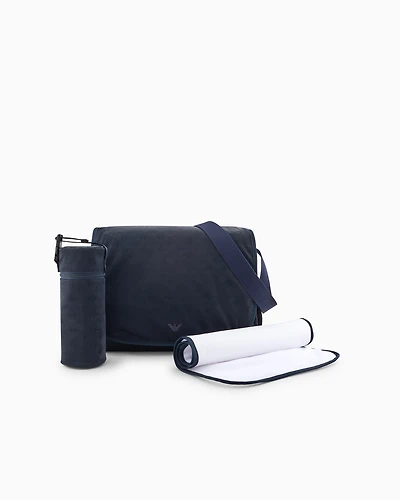 Emporio Armani - Mommy bag set with all-over eagle logo, Boy, Blue, Size: TU