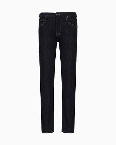 Emporio Armani - J45 Regular-fit, washed twill 11.5 oz comfort-denim jeans, Man, Blue, Size: