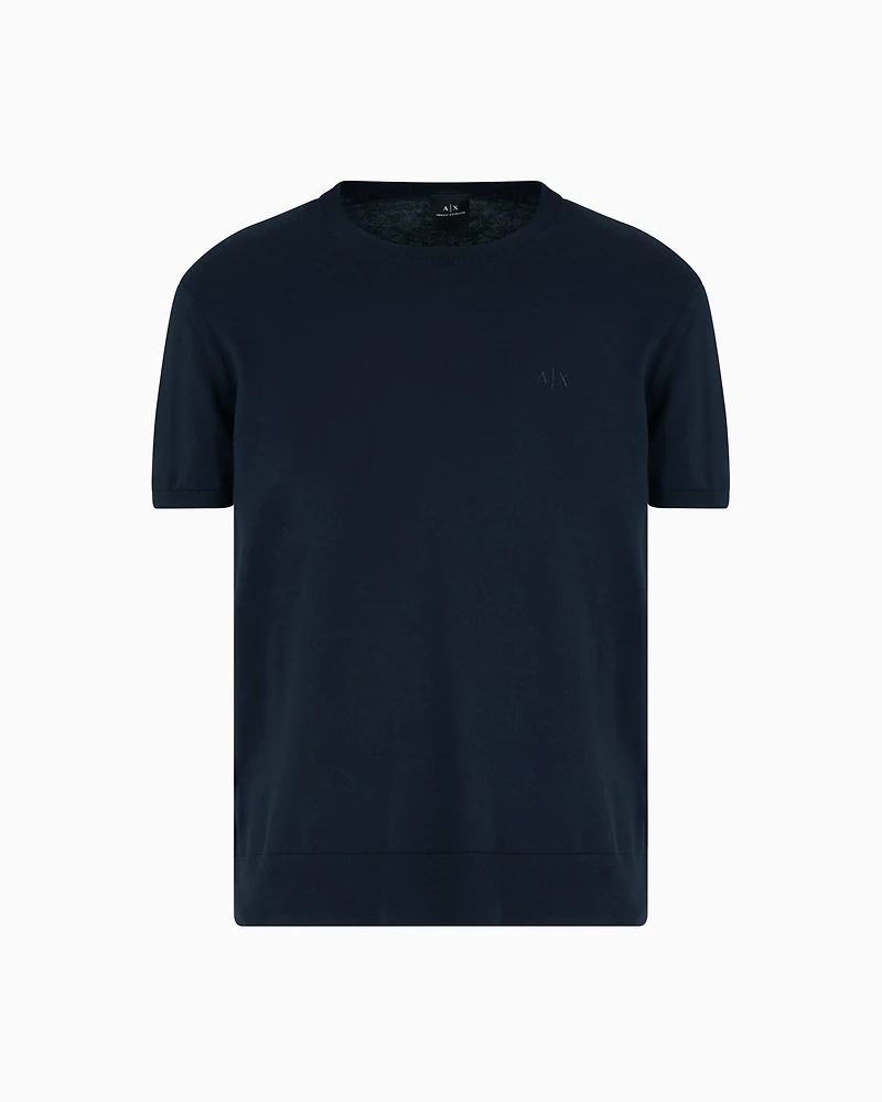 Armani Exchange -  Organic Cotton Knit T-Shirt, Man, Navy Blue, Size: