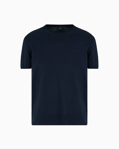 Armani Exchange -  Organic Cotton Knit T-Shirt, Man, Navy Blue, Size:
