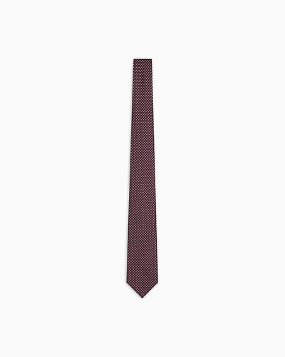 Emporio Armani - Pure silk tie with jacquard op-art motif, Man, Burgundy, Size: TU