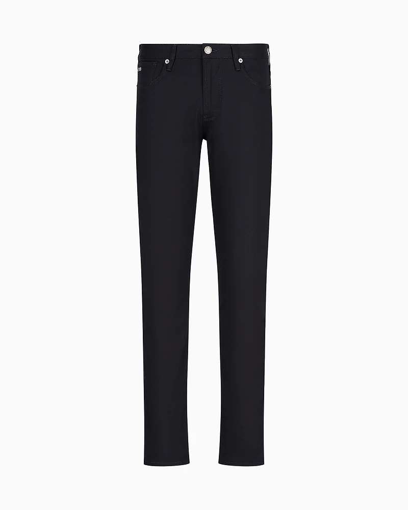 Emporio Armani - J06 Stretch-twill slim-fit trousers, Man, Navy_blue, Size: