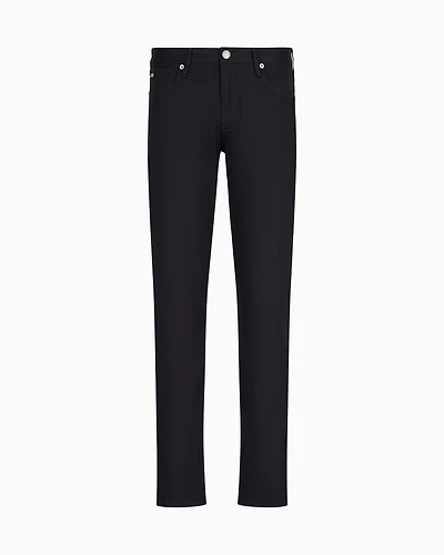 Emporio Armani - J06 Stretch-twill slim-fit trousers, Man, Navy_blue, Size: