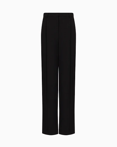 Emporio Armani - Pleated trousers barathea wool, Woman, Black, Size: