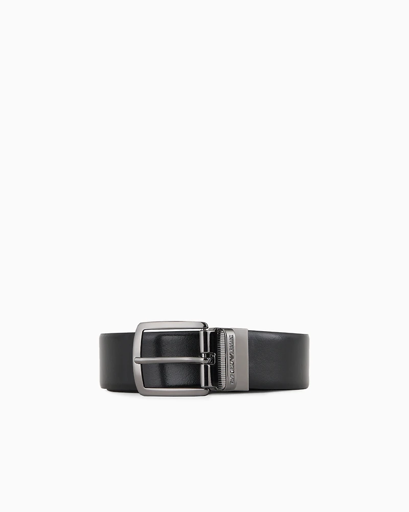 Emporio Armani - Reversible leather belt, Man, Black, Size: TU