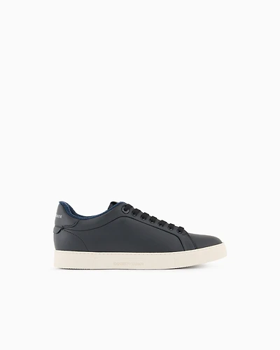 Emporio Armani - Supple leather sneakers, Man, Navy Blue, Size: