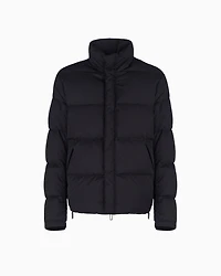 Emporio Armani - Quilted puffer jacket with all-over jacquard eagle, Man, Black, Size:
